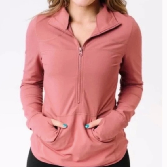 ZYIA Tops - Zyia Salmon Pocket 1/2 Zip Pullover Activewear sz S